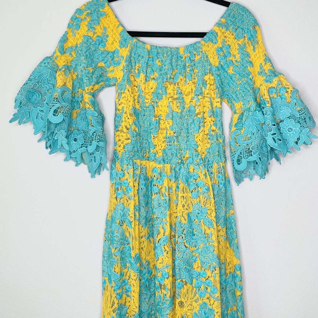Antica Sartoria Green And Yellow Dress Brand New And Never Worn - Italy Import